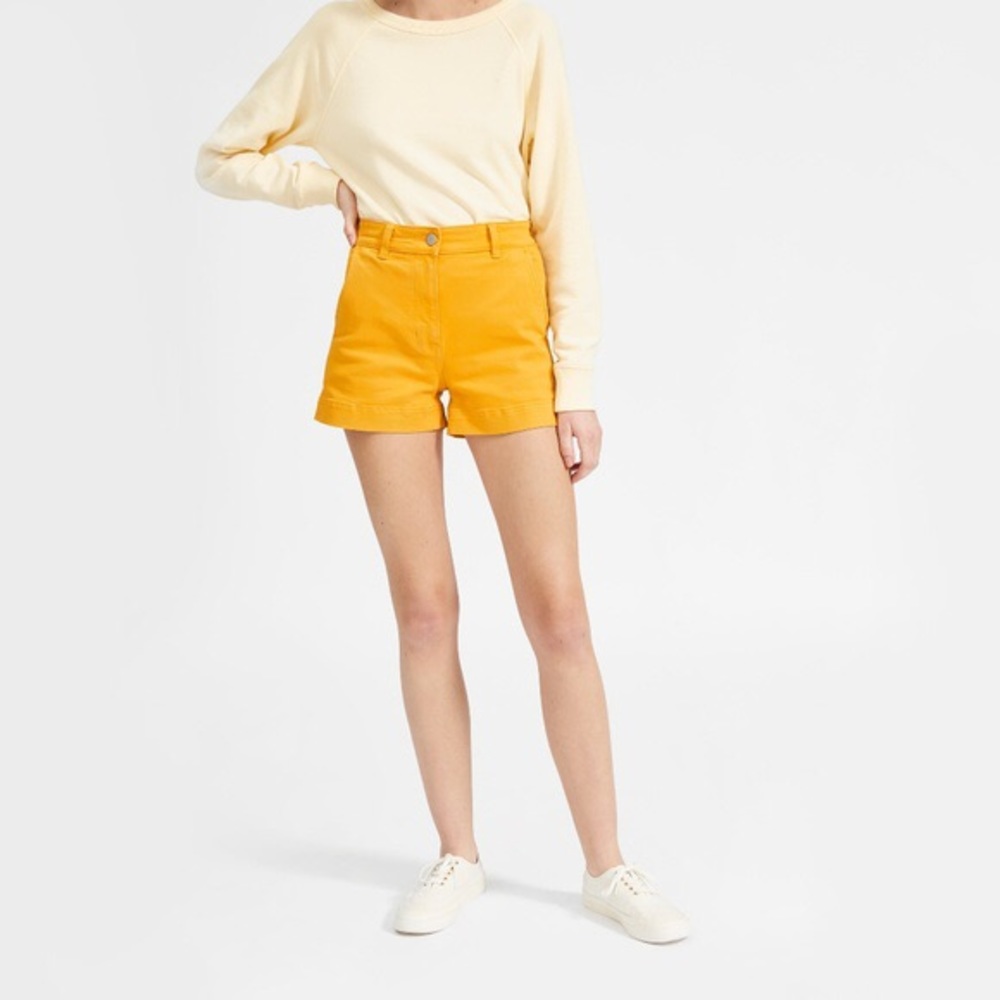 Everlane Cotton Twill High Rise Shorts in Marigold